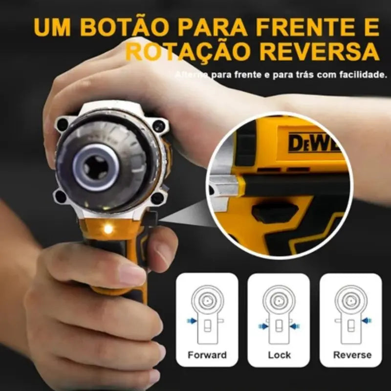 [PROMOÇÃO BLACK FRIDAY] Furadeira e Parafusadeira de Impacto Sem Fio 48v Recarregável, 2 Baterias, Estojo de Armazenamento e 28 Acessórios